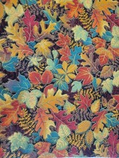 1 Yard 100% Concord Fabrics Kesslers Autumn Leaves Multicolor Black Fall Leaf picture