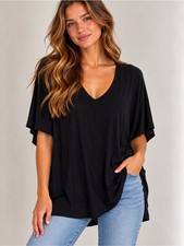 A New Day Women’s 4X Black V Neck Oversized Tunic Top Plus Size NWT picture