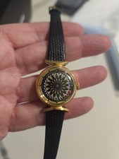 Vintage Ernest Borel Kaleidoscope Watch Ladies Black Dial Synchron 26 17J picture