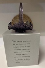 Y2K FENTON Violet Basket Twisted Handle Embossed Thistle 95th Anniversary W/Box picture