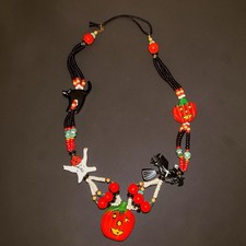 Vintage Barbara Ryan Halloween Charm Necklace - Artisan Made - 🎃🎃🎃 picture