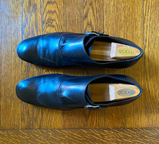 Giorgio Armani Men's Black Leather Monk Strap Buckle Dress Shoes Almond Toe 9 picture