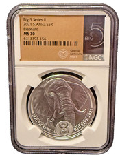 2021  S.Africa Big 5 Series II Elephant 5 R  Silver NGC MS70 picture