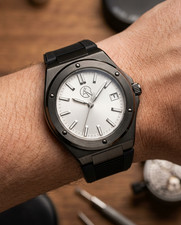Automatic Watch Aureus Nova Cream Dial 40mm Black Case Black Strap Classic New picture