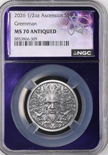 2026 Ascension S$1 1/2oz Greenman NGC MS 70 ANTIQUED Trader Bea Core picture