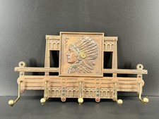 Antique Judd Co.Cast Iron and Bronze Wall-mounted Coat Tie Rack Native American picture