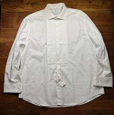 RYAN SEACREST Tuxedo Shirt 18 34/35 Slim Fit Stretch Non Iron White Bib - NWT picture