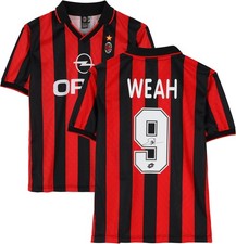 George Weah AC Milan Autographed 1996 Red and Black Home Jersey Signed on Back picture