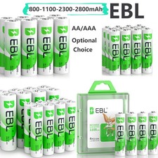 EBL Lot AA AAA Rechargeable Batteries 2800mAh 2300mAh 1100mAh 800mAh NI-MH + Box picture