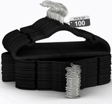 Non-Slip Velvet Clothes Hangers – 30/50/100/200 Pack, Black, Gray, Ivory picture