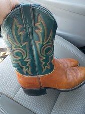 Justin Leather Boots. Preowned. Size 9.5 D Brown / Green 3031 picture