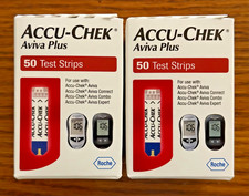 Accu-Chek Aviva Plus Blood Glucose Test Strips 2@50 Per Box = 100 5/27 - 7/27 ❤️ picture