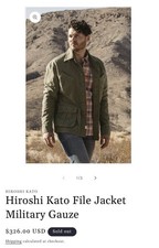 Hiroshi Kato File Jacket Military Gauze Green Olive Drab Men’s Large (fits XL) picture