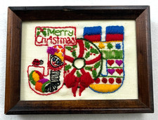 VTG Merry Christmas Joy Needlepoint Wall Decor 6