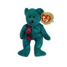 MWMT Ty Beanie Baby Wallace Bear Green Plaid Scarf 1999 Original Collectible picture
