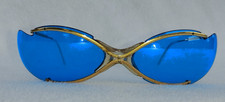 TRUE VINTAGE 1960s BIKINI STYLE SUNGLASSES HEAVY SATURATED BLUE ICONIC RARE HTF picture