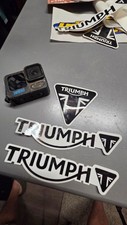 Genuine Triumph Motorcycle Logo Decal Assortment 3 Stickers Black White picture