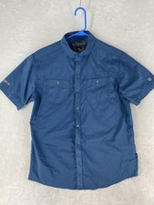 Kuhl Shirt Mens Medium Blue Check Stealth Button Up SCHEELS Logo Hiking picture