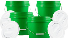 2 Gallon Green Buckets pails with Screw On Lids Food Grade BPA Free ( 4 Pack) picture