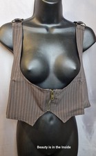 Killstar Midnight Gaze Underbust Corset Brown Pinstripe Size XXL picture