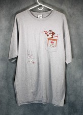 Vintage 1998 Looney Tunes Taz Bugs Bunny Pocket Graphic T-Shirt Gray XL Mint picture
