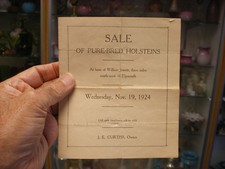 Vtg 1924 Holsteins Cattle Farm Auction Sale Advertising Brochure Plymouth WI picture