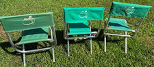 Set of 3 Vintage Masters Augusta National Folding Chairs Green Aluminum 1990s picture
