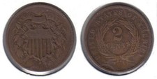 1864 Two Cent Piece Old US Civil War Antique Copper Coin picture