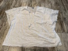Catherines Womens 2X White Eyelet Embroidered Blouse Boho Plus picture