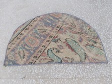 Vintage Small Carpet 48x75 cm Blue Soft Half Moon Doormat Authentic Gift REK picture