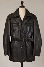 RARE Vintage Malte Hultén Swedish Leather Jacket 60s 70s Unisex EU 50 picture