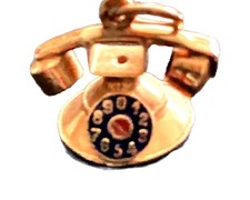 Vintage Rare 18k gold rotary phone pendant picture