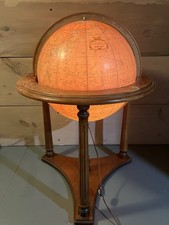 Vintage Replogle Heirloom 16” Illuminated Floor Globe Lighted Wood Stand picture