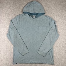 Johnnie O Gunnar Hoodie Pullover Sweatshirt Large Mens Blue Striped Golf Surf picture