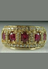 3.00 Ct Oval Cut Natural Ruby & Diamond Engagement Ring 14K Yellow Gold picture
