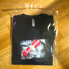 Men’s L Black Cotton Jersey Crew Neck Short Sleeve Supreme Money Logo Tee picture