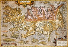1590 Islandia Iceland Map Sea Monsters Historic Vintage Abraham Ortelius Poster picture