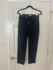 Abercrombie Fitch Ankle Straight Jeans Womens 26L Ultra High Rise Black picture