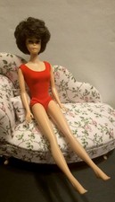 Vintage 1963 Bubblecut Barbie with Red Helsinki Bathing Suit, Black Full Hair picture