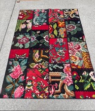 Rare Istanbul Vintage Looms 100% Wool Patchwork Area Rug 5’3” x 7’3” Handmade  picture