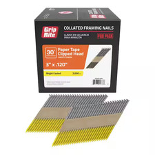 3 In. X 0.120 In. 30° Paper Collated Vinyl Coated Smooth Shank Clip-Head Framing picture