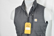 CARHARTT RAIN DEFENDER Medium Women's Full Zip 100% Nylon Puffer Vest Gray picture