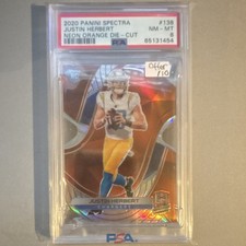 Panini 2020 Spectra Justin Herbert Neon Orange Die-Cut #138 RC /10 PSA 8 🔥📈 picture