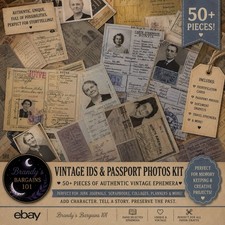 50 +piece vintage style(ID &passport Photos)  Lot Junk Journal Ephemera picture