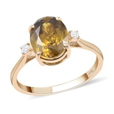 LUXORO AAA Sava Sphene White Diamond 10K Yellow Gold Trilogy Ring for Women Ct picture