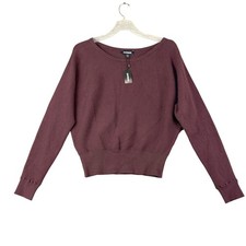 Express Womens Small Burgundy Ribbed Dolman Sleeve Sweater Scoop Neck NWT Cozy picture