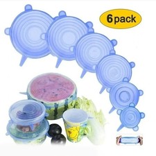 6Pcs Silicone Stretch Lids Food Cover Universal Bowl Pot Lid Fresh Wrap picture