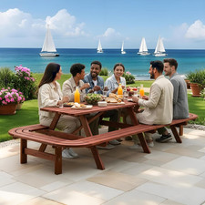 8-Foot Large Outdoor Picnic Table with Benches picture