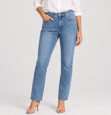 NEW NYDJ Sheri Slim Straight Leg Jeans Womens 12 Haley Light Mid Rise Lift Tuck picture