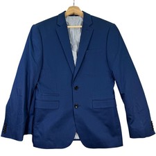NEW EXPRESS Mens 36S Slim Fit Blue Suit Jacket Pants 34x29 Casual Preppy Stretch picture